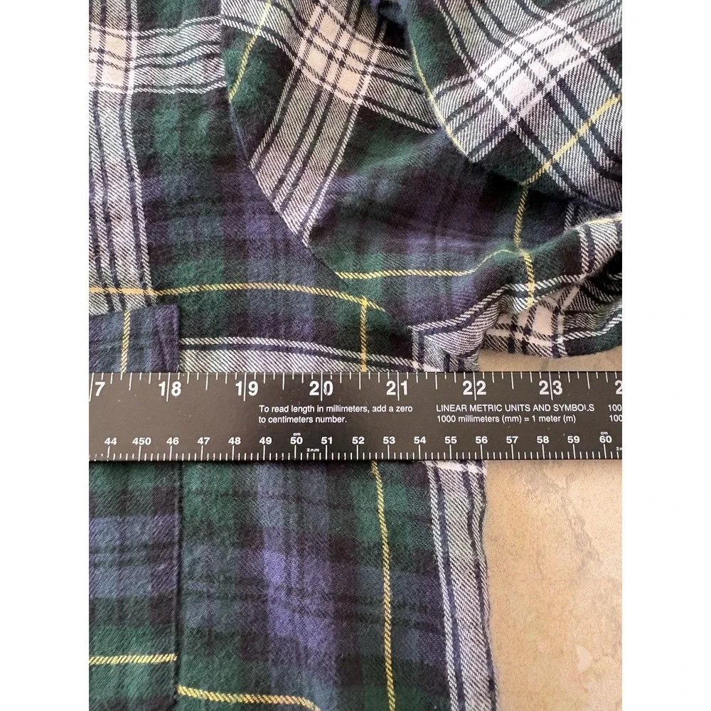 Polo Ralph Lauren Men's Cotton Blue Green Plaid Long Sleeve Sleep Shirt